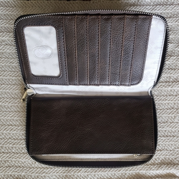Matching Wristlet and Wallet, Brown Leather - Picture 4 of 6